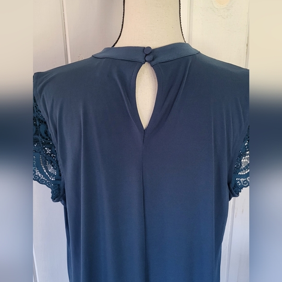 Georgette Lace Trim Flutter Sleeve Blouse - Picture 7 of 10